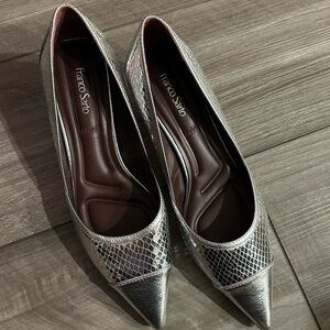 Franco Sarto Metallic Silver Heels NWOB